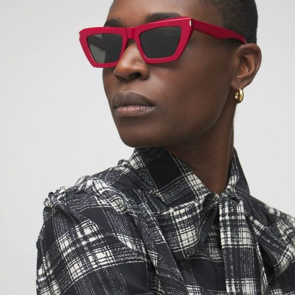 Saint Laurent SL467 003 Sunglasses Red Grey Cat Eye Women